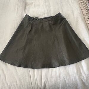 Love Leather Olive Green Perforated Leather Mini Skirt Size XS